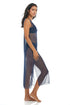 SOLID LONG DRESS - POWER MESH PRINT